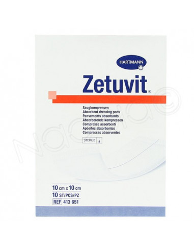 Zetuvit Pansements Absorbants Hartmann. 10 pièces 10x10cm