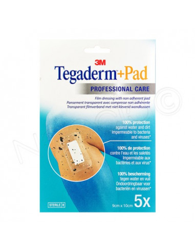3M Tegaderm+Pad Pansement transparent avec compresse. x5 9 x 10 cm