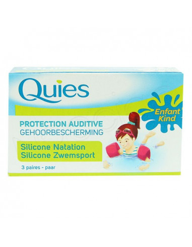 Quies Protection Auditive Silicone Natation. 3 paires Enfant