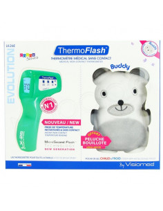 ThermoFlash Thermomètre Médical Sans Contact Evolution Color Series LX-26E + Peluche OFFERTE Vert