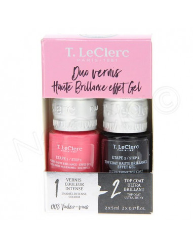 T.LeClerc Duo Vernis Haute Brillance Effet Gel. 2x5ml 003 Voulez-vous