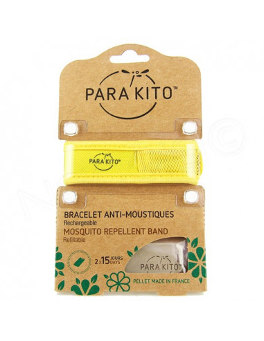 Para'Kito Bracelet Anti-moustiques rechargeable Nouvelle Formule + 2 plaquettes jaune