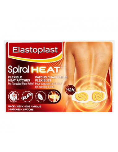 Elastoplast Spiral Heat Patch Chauffant Flexible Dos/Nuque boite de 3 patchs