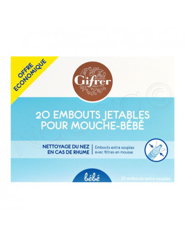 Gifrer Embouts Jetables Extra Souples pour Mouche Bébé 20 embouts