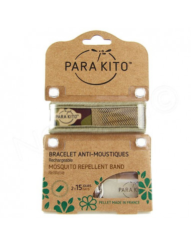 Para'Kito Bracelet Anti-moustiques rechargeable Nouvelle Formule + 2 plaquettes Jungle militaire