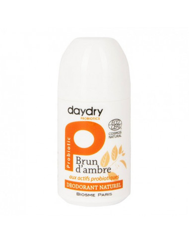 DayDry Déodorant Naturel Bio aux Actifs Probiotiques. Roll-On 50ml Brun d'ambre