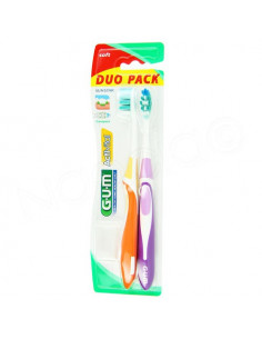 Gum Activital 581 Brosse à Dents Souple Compact. Duo Pack Orange et Violet