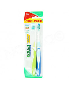 Gum Activital 581 Brosse à Dents Souple Compact. Duo Pack Bleu et vert