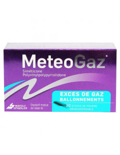 MeteoGaz Excès de gaz & Ballonnements. Sticks de poudre orodispersible 10 sticks
