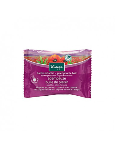 Kneipp Galet effervescent pour le bain aux Huiles Essentielles. 80g Coquelicot & Chanvre