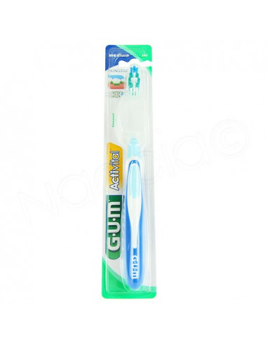 Gum activital medium 583 brosse à dents + protection bleu