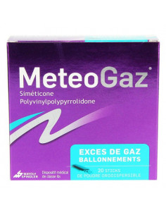 MeteoGaz Excès de gaz & Ballonnements. Sticks de poudre orodispersible 20 sticks