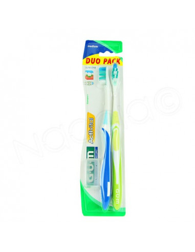 Gum Activital Duo Pack Sunstar medium brosse à dents x2 + 1 protection Bleu et vert
