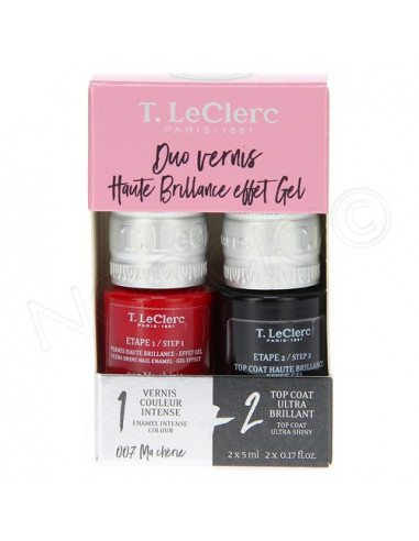 T.LeClerc Duo Vernis Haute Brillance Effet Gel. 2x5ml 007 Ma chérie