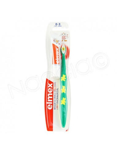 Elmex Brosse à dents débutant 0-3 ans + Dentifrice enfant 12ml Vert