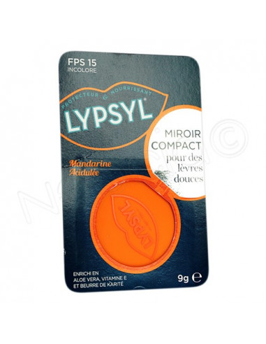 Lypsyl Miroir Compact Baume Lèvres FPS 15 Incolore. 9g Mandarine Acidulée