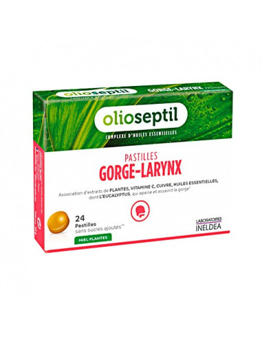 Olioseptil Gorge-Larynx. 24 Pastilles Miel Eucalyptus