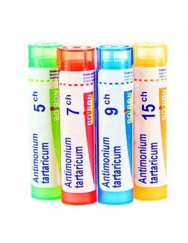 Antimonium Tartaricum granules bronchite asthme pustules Boiron. 4g