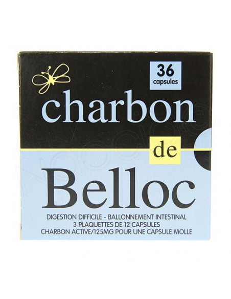 Charbon de Belloc 125mg Capsules molles 30, 36 ou 60 capsules -  Archange-pharma