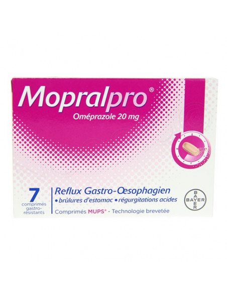Mopralpro oméprazole 20mg Reflux Gastro-Oesophagien 7 comprimés gastro-résistants