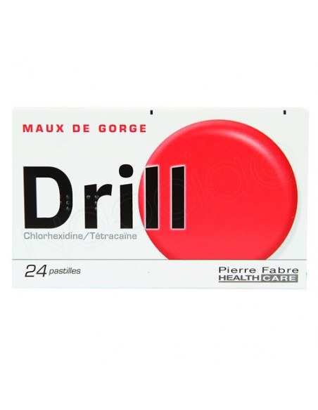 Drill Pastilles Maux de Gorge Chlorhexidine/Tétracaïne. 24