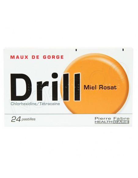 Drill Pastilles Maux de Gorge Chlorhexidine/Tétracaïne 24