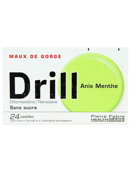 Drill Pastilles Maux de Gorge Sans Sucre 24 pastilles Pierre Fabre - 4