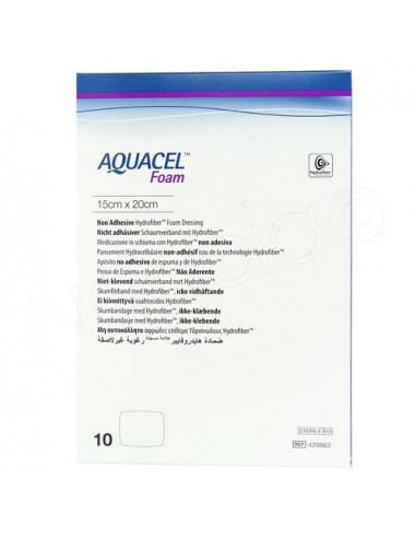 Aquacel Foam Pansement Hydrocellulaire adhésif. Boite de 10