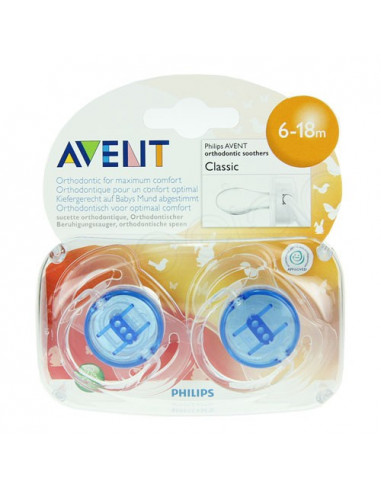 AVENT Sucette sans BPA silicone 6-18mois Orthodontique - Boîte de 2 - ACL 9630056