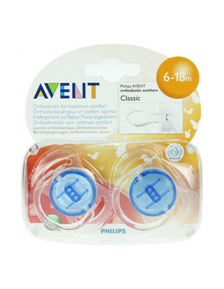 AVENT Sucette sans BPA silicone 6-18mois Orthodontique - Boîte de 2 - ACL 9630056