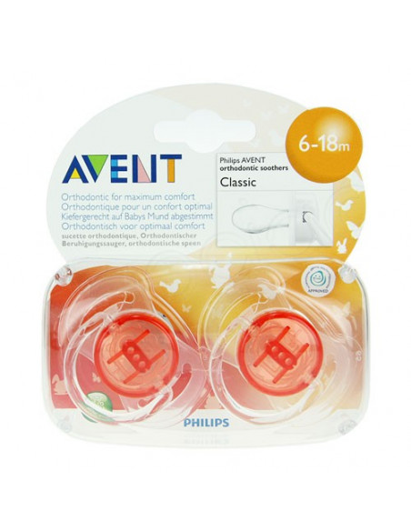 AVENT Sucette sans BPA silicone 6-18mois Orthodontique Boîte de 2 Avent - 2