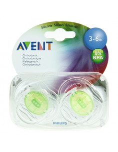 AVENT Sucette sans BPA silicone 3-6mois. Boîte de 2 - ACL 9631848