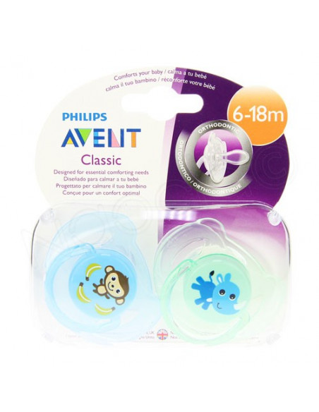 Avent Classic Sucette Animaux Silicone Orthodontique Classic 6-18 mois x2 Avent - 3