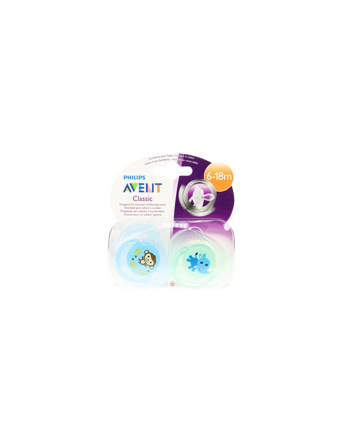 Avent 2x sucette ORTHODONTIQUES CLASSIQUES 6-18 mois - CoinBébé