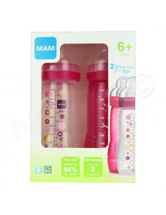 MAM BIBERON 2EME Age Fille Tétine Débit X Lot de 2 (2 x 330 ml)