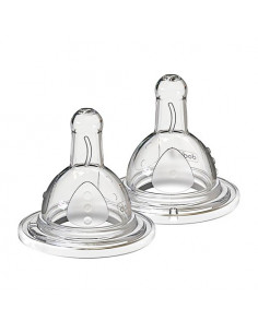 Dodie InitiationPlus Tétine Ronde 3 Vitesses Anti-Colique Col Large. x2