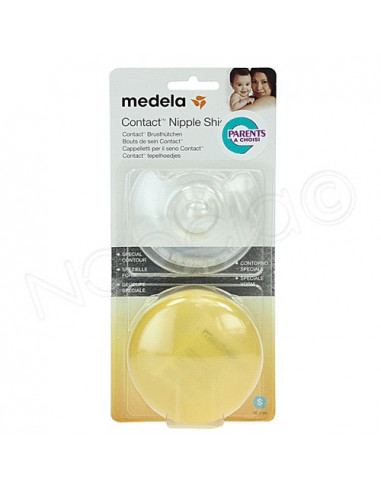 MEDELA Bout de Sein CONTACT Silicone - Taille L (24mm) - Lot/2 + 1 Boite de  Rangement 7612367016674