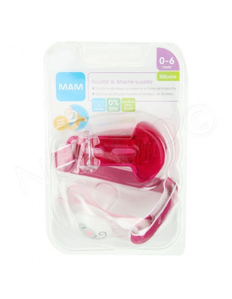 Mam sucette + attache sucette silicone 0-6 mois