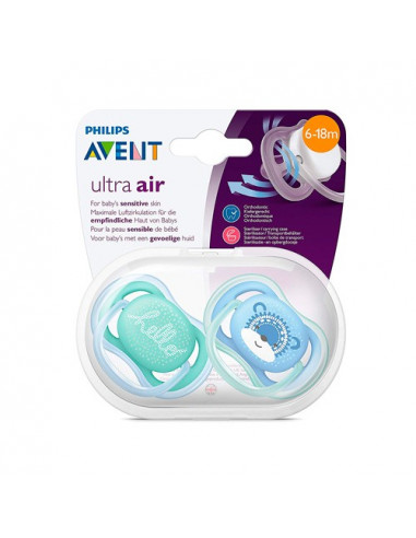 Avent Ultra Air Sucettes orthodontiques 0% BPA de 6 à 18 mois. x2