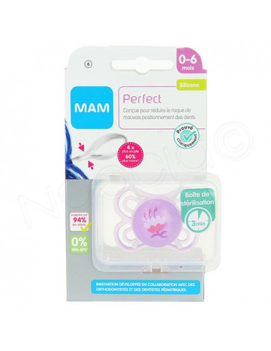 MAM Perfect Sucette 0-6 mois Silicone Dento-Flex Boite x1 sucette plate -  Archange-pharma