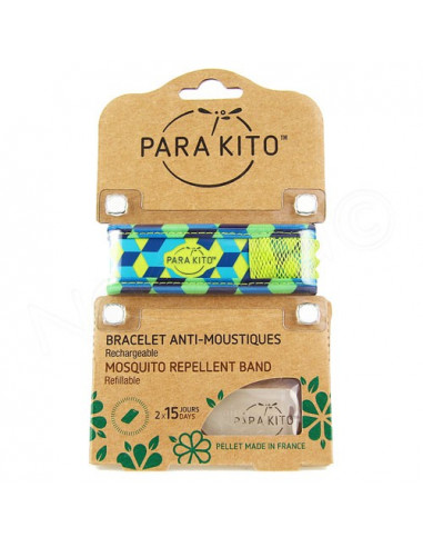 Para'Kito Bracelet Anti-moustiques rechargeable Nouvelle Formule Plus 2 plaquettes