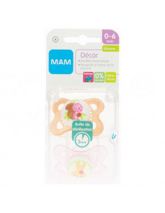 MAM Décor Sucette Anatomique Silicone 0-6mois x2 sucettes Mam - 1