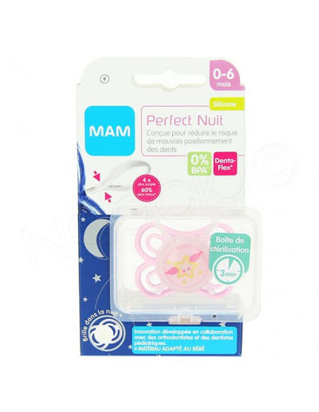 MAM SUCETTE NIGHT 0-6 MOIS SILICONE –