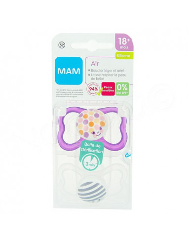 MAM Air Sucette Silicone 18mPlus. x2