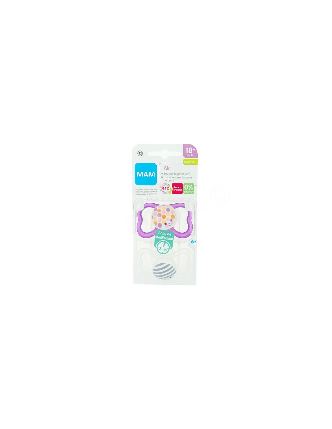 MAM Air Sucette Silicone 18m+ x2 sucettes Plus stérilisation -  Archange-pharma