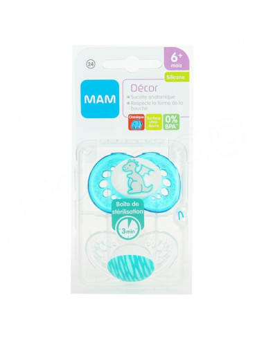 MAM Décor Sucette Anatomique Silicone 6mPlus. x2