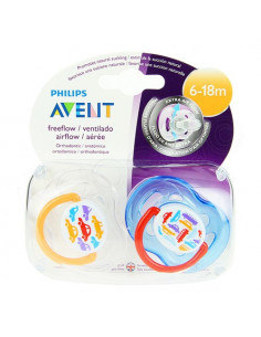 Avent Sucette Orthodontique décorée Aérée Freeflow 6-18m