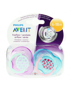 Avent Sucette Orthodontique décorée Aérée Freeflow 6-18m 2