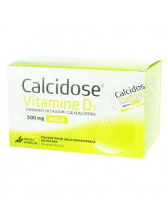 Calcidose vitamine D3 500 mg/400 UI Poudre en sachet Boite de 60