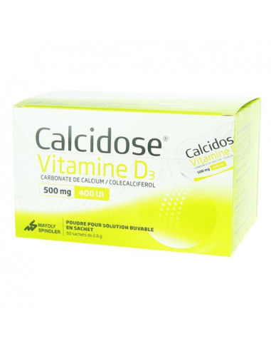 Calcidose vitamine D3 500 mg/400 UI Poudre en sachet Boite de 60